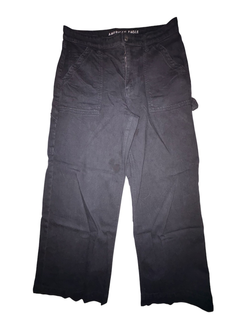 American Eagle Black Super High Rise Baggy Wide Leg size 12 Short cargo pants